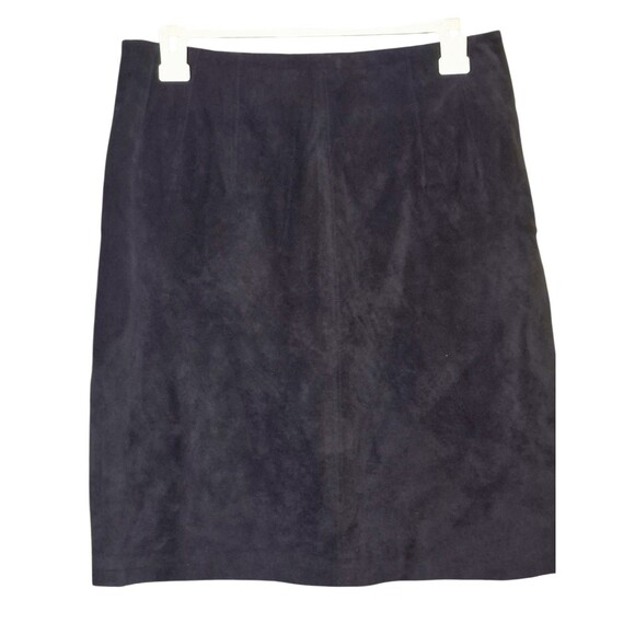 THE LIMITED Solid Black Y2K Women's Genuine Suede Leather Mini Skirt Size 10 - Picture 1 of 5